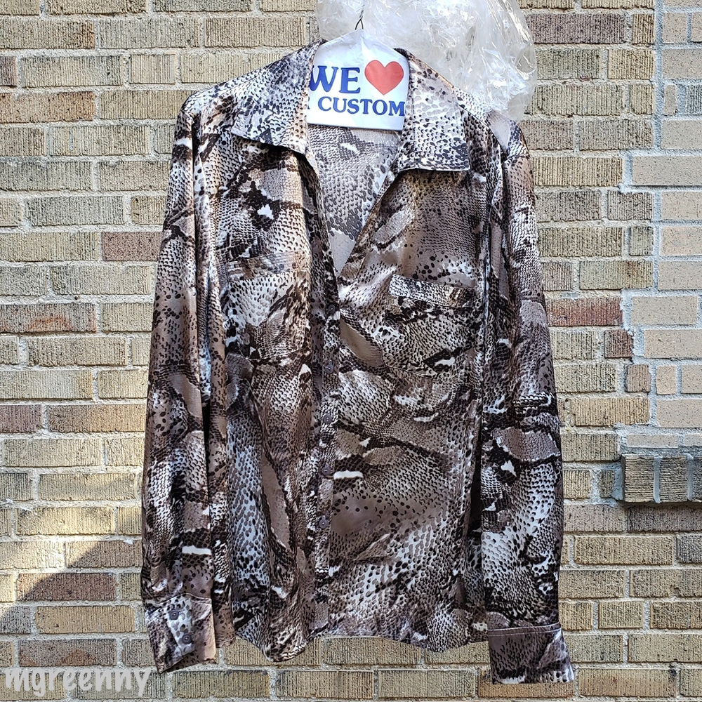 Jones New York Snake Print Satin Blouse